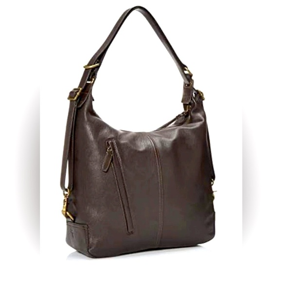 FRYE Gia Purse Rich Espresso Brown Leather Convertible Shoulder Bag Backpack - Picture 1 of 13